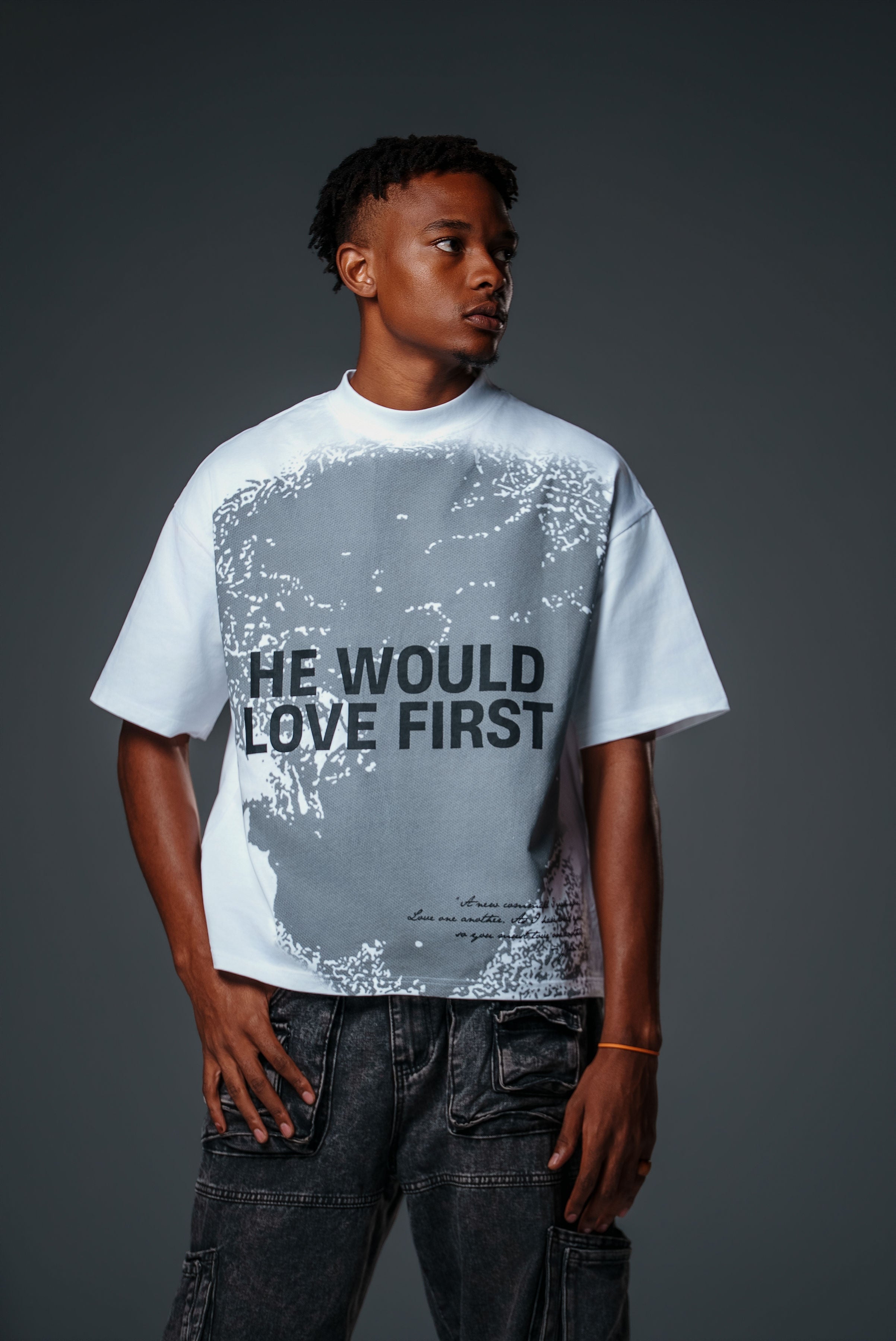 WWJD T-Shirt — “He Would Love First” (255 GSM Heavyweight Cotton)
